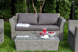 "Капучино" журнальный столик из искусственного ротанга (гиацинт), цвет серый