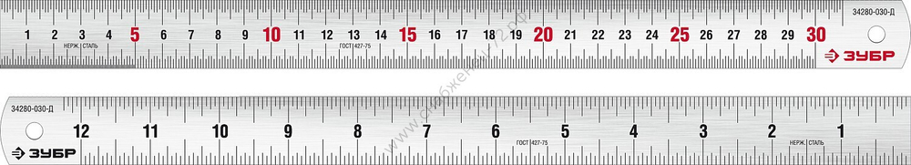 ЗУБР Про-30Д, длина 0.30 м, усиленная нержавеющая линейка, Профессионал (34280-030-Д)