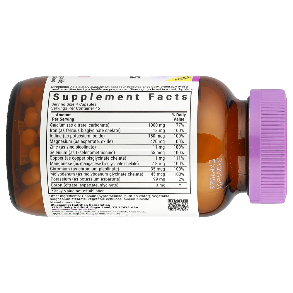 Bluebonnet Nutrition, мультиминералы и бор, 180 вегетарианских капсул