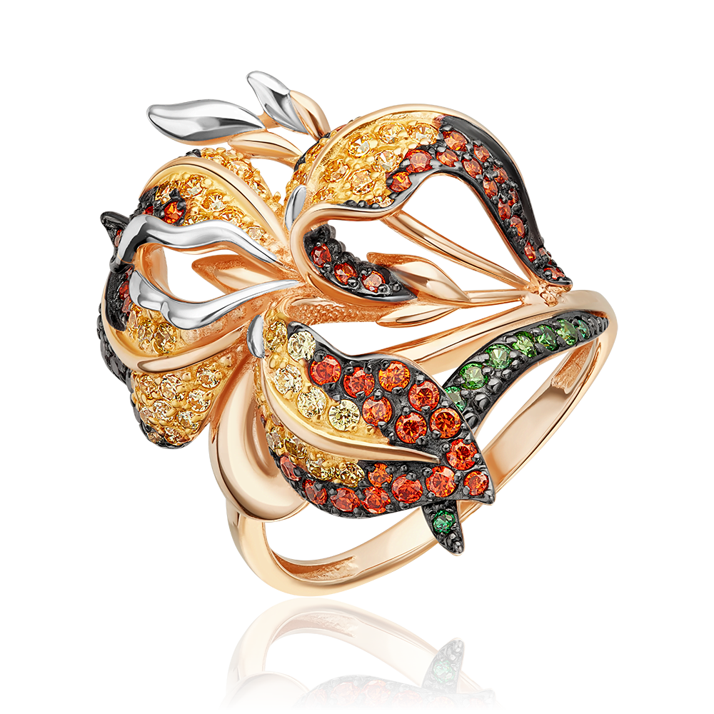 Кольцо «Ирис» из красного золота с фианитами