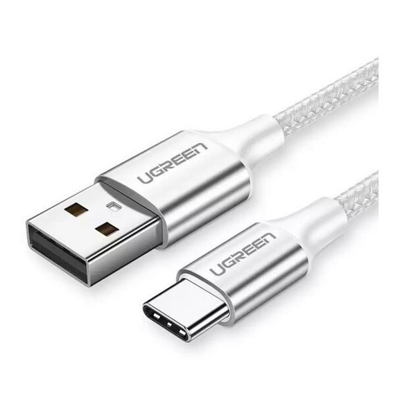 Кабель Ugreen US288 USB-A 2.0 - USB-C Cable Nickel Plating Aluminum Braid 1 м (60131) White