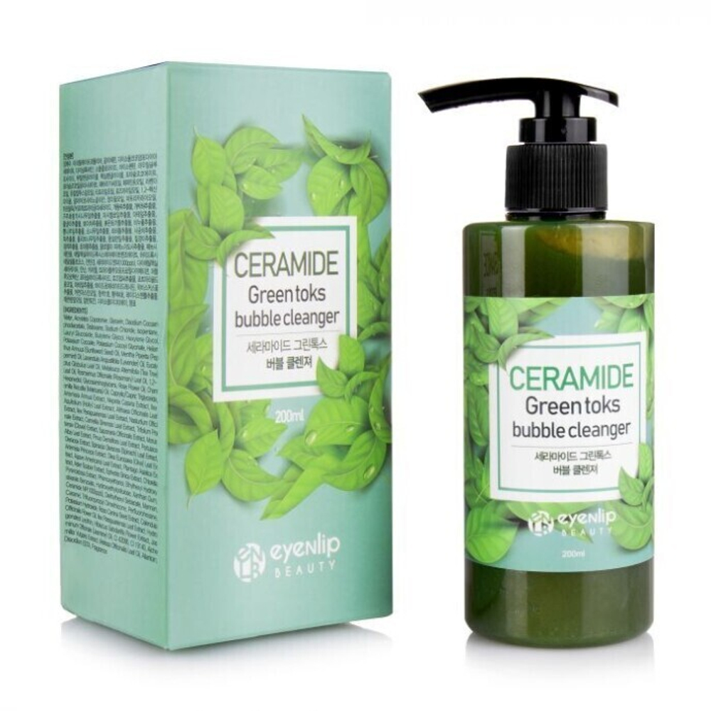 EYENLIP / Пузырьковая крем-пенка кислородная для умывания CERAMIDE GREEN TOKS BUBBLE CLEANSER, 200мл