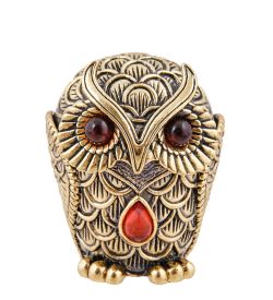 Народные промыслы AM-3782 Шкатулка «Сова Ажурная» (латунь, янтарь)