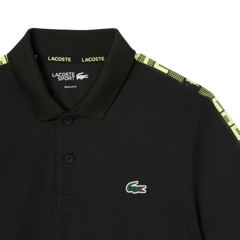 Теннисное поло Lacoste Ultra Dry Branded Stripe Tennis Shirt - black