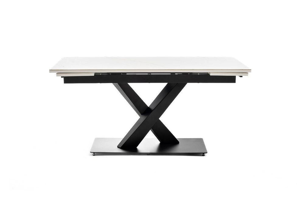 "Юпитер" стол интерьерный раздвижной обеденный из керамики, цвет белый глянцевый