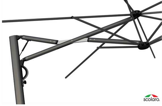 Зонт для кафе профессиональный Astro Carbon, 350х350 см, графит, слоновая кость