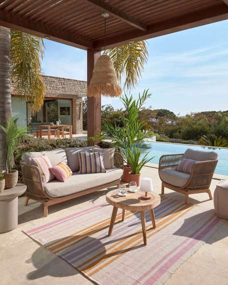 Уличное кресло Catalina, бежевый корд, массив акации