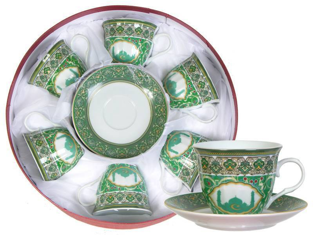 Чайный набор 12 предметов 230мл в круглой коробке (50914) Восточный