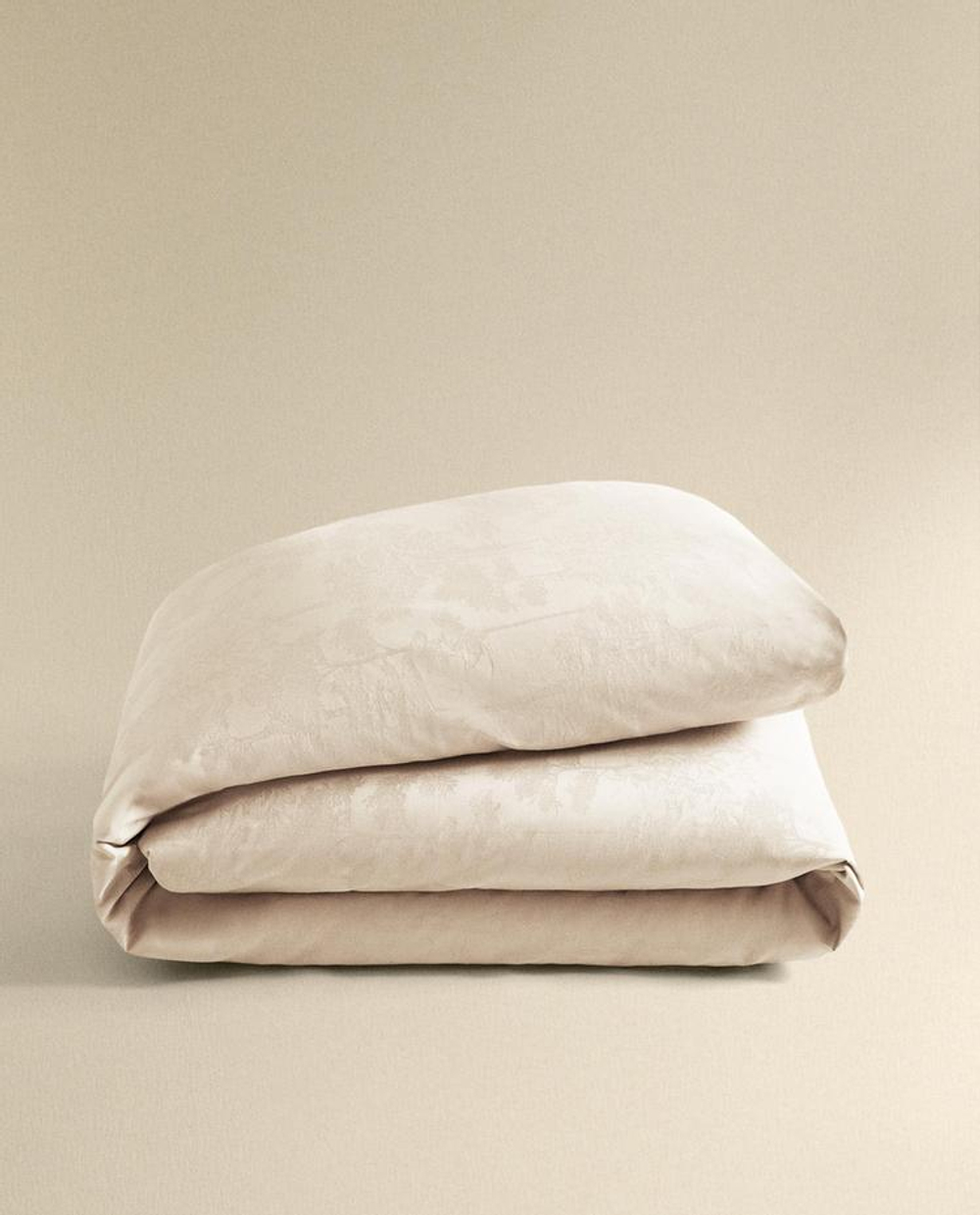 ZARA HOME ЖАККАРДОВЫЙ ПОДОДЕЯЛЬНИК (300 НИТЕЙ), ЖЕЛТОВАТО-БЕЛЫЙ