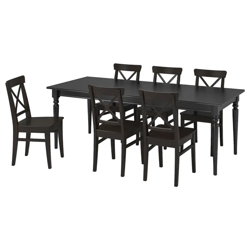 Обеденный набор - INGATORP/INGOLF IKEA/ИНГАТОРП/ИНГОЛЬФ ИКЕА, 155 см, черный