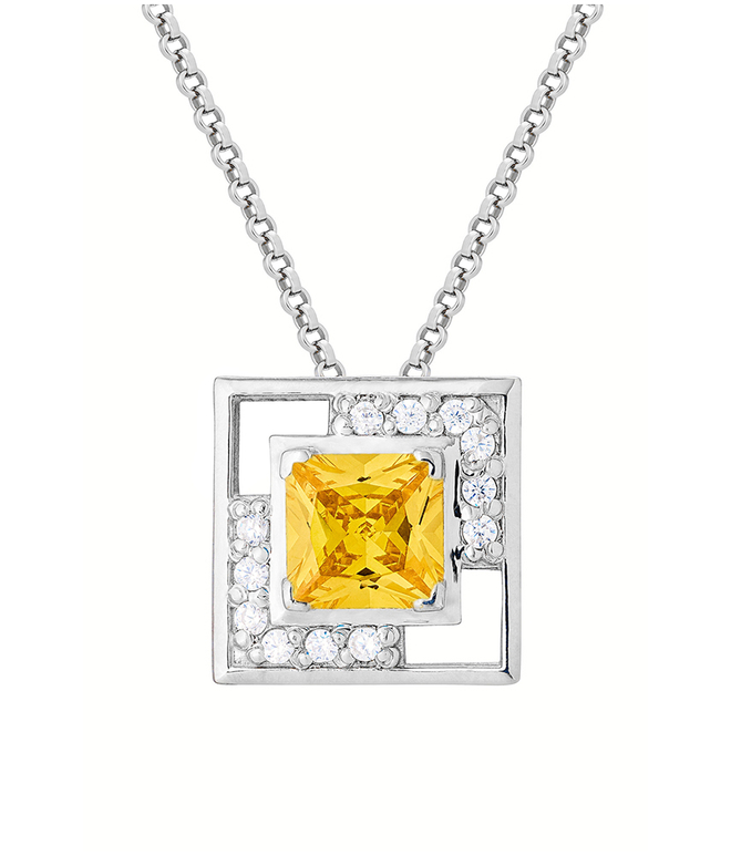 Подвес из серебра со вставками из жёлтого и бесцветных фианитов