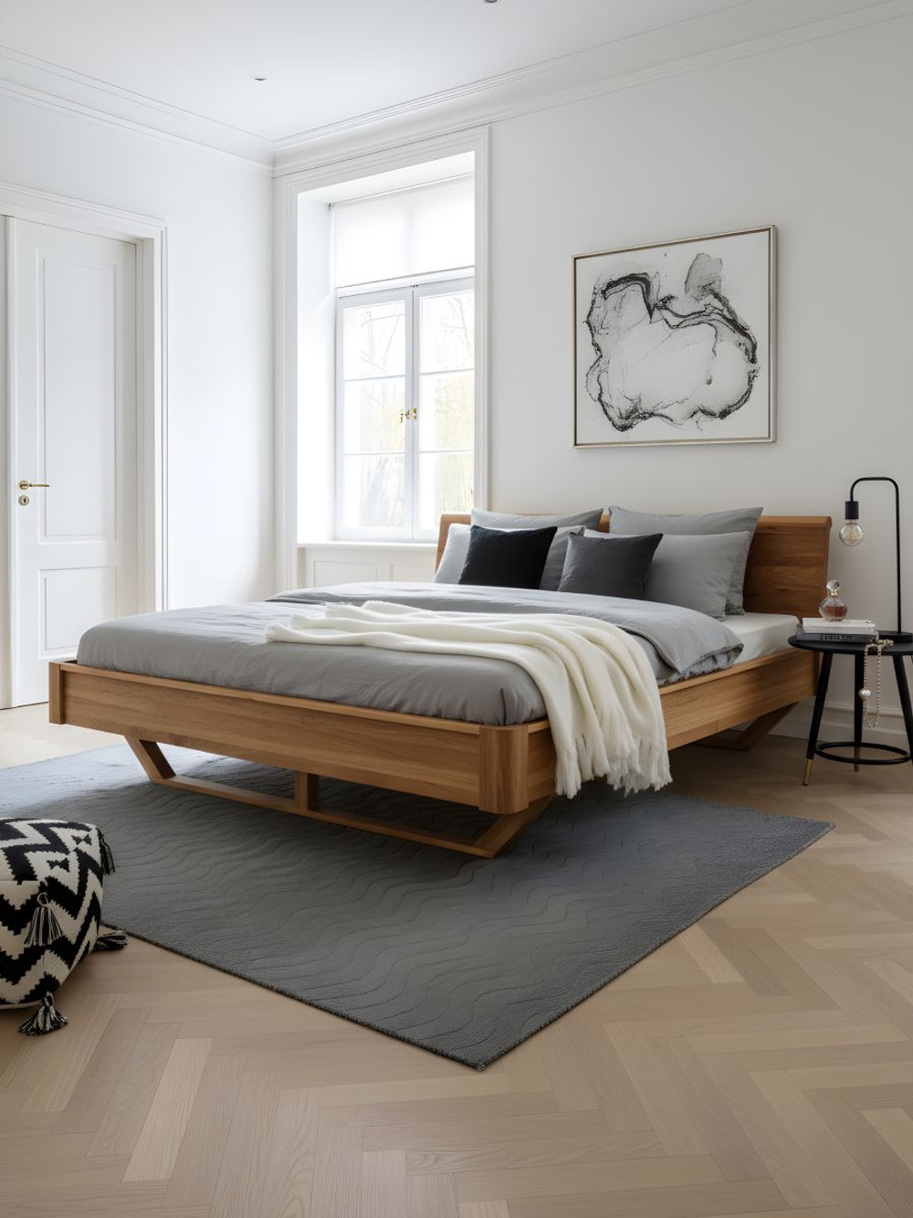 Кровать 180х200, Калантея, деревянная двуспальная, парящая, массив дуба, Dipriz