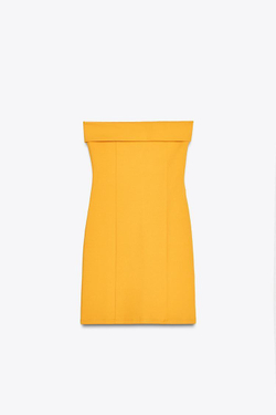 ZARA ПЛАТЬЕ ИЗ ИНТЕРЛОКА С ОТКРЫТЫМИ ПЛЕЧАМИ, МАНДАРИНОВЫЙ