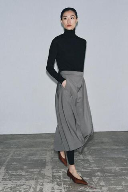 ZARA ЮБКА АСИММЕТРИЧНОГО КРОЯ ИЗ ШЕРСТИ — W COLLECTION, СЕРЫЙ