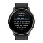 Спортивные часы Garmin Venu 4, 45 мм, чёрный силиконовый ремешок Безель из нержавеющей стали сланцевого цвета, корпус сланцевого цвета, AMOLED-дисплей со стеклом Gorilla Glass. Ремешок с классической застёжкой — на запястье обхватом 135–200 мм