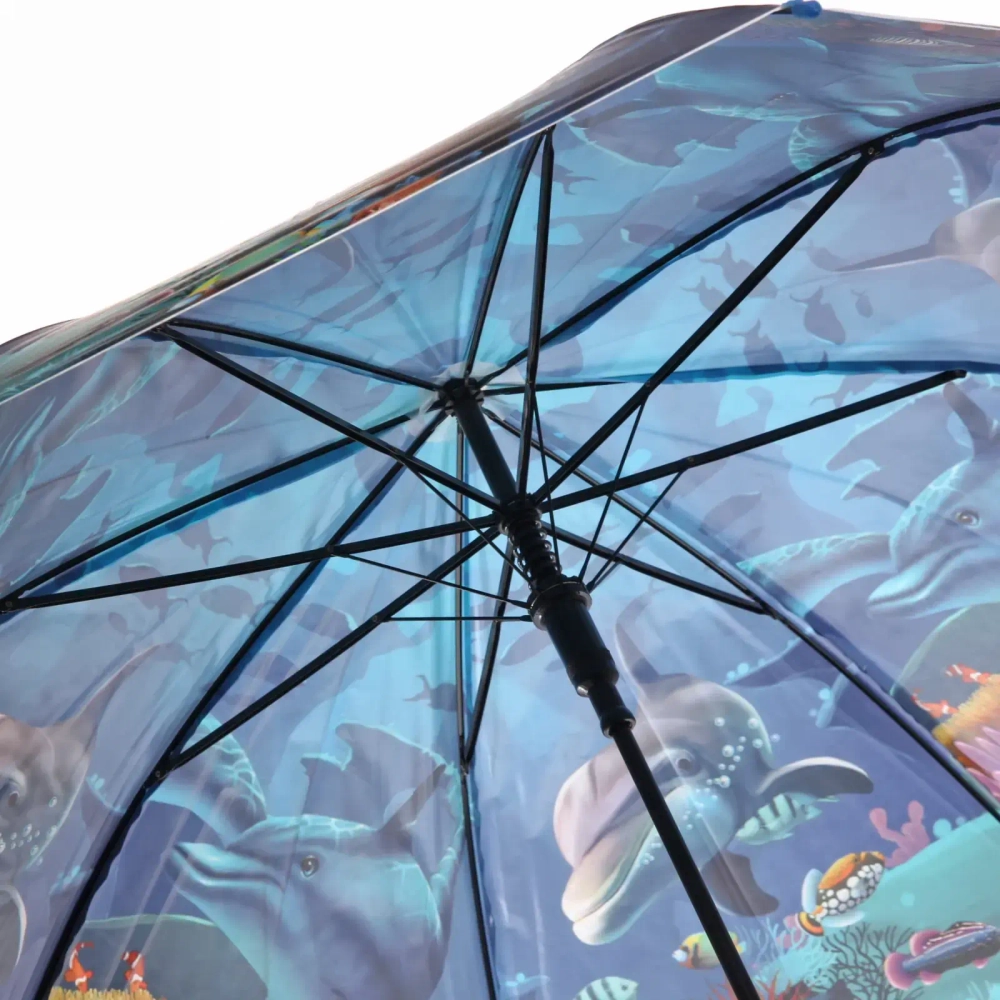 Зонт детский полуавтомат «Ultramarine - Морские жители», 8 спиц, d-100см, длина в слож. виде 65см