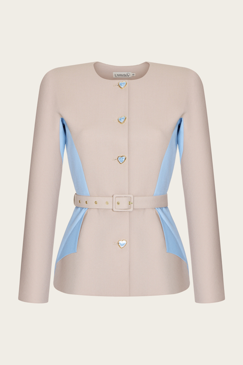 Бежево-голубой приталенный жакет "Симона 2"