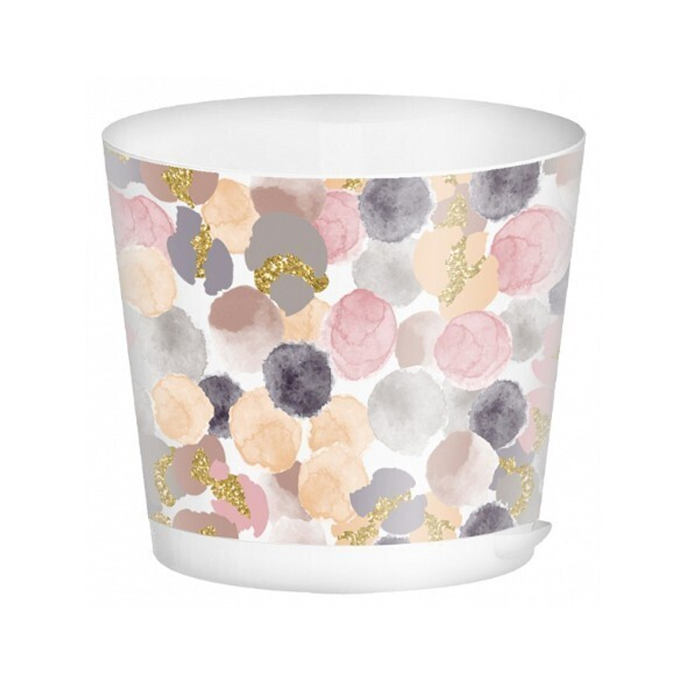 Горшок для цветов "Oregano" D200 мм, 4л с прикорневым поливом с декором (белый)