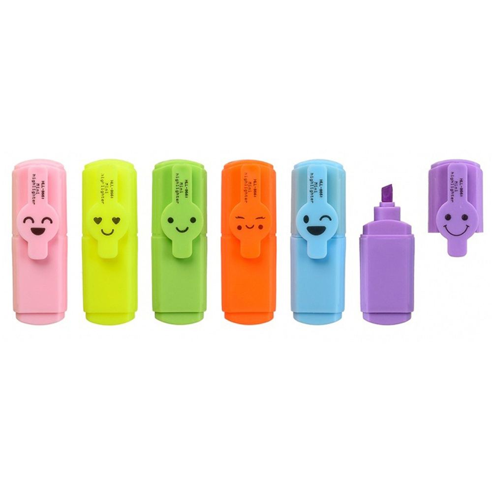 Маркер текстовыделитель Basir, серия "Авокадо", 6 см, разноцветные, набор 6 шт, ассорти