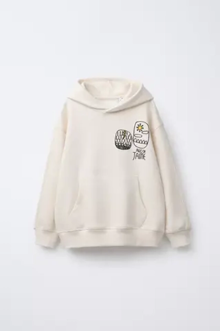 ZARA ХУДИ С ПРИНТОМ «СОЛНЦЕ» ALGO DE JAIME ©, ЭКРЮ/БЕЖЕВЫЙ