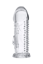 Прозрачная насадка на пенис с шипиками и коготком - 13,5 см. (Цвет: прозрачный)
