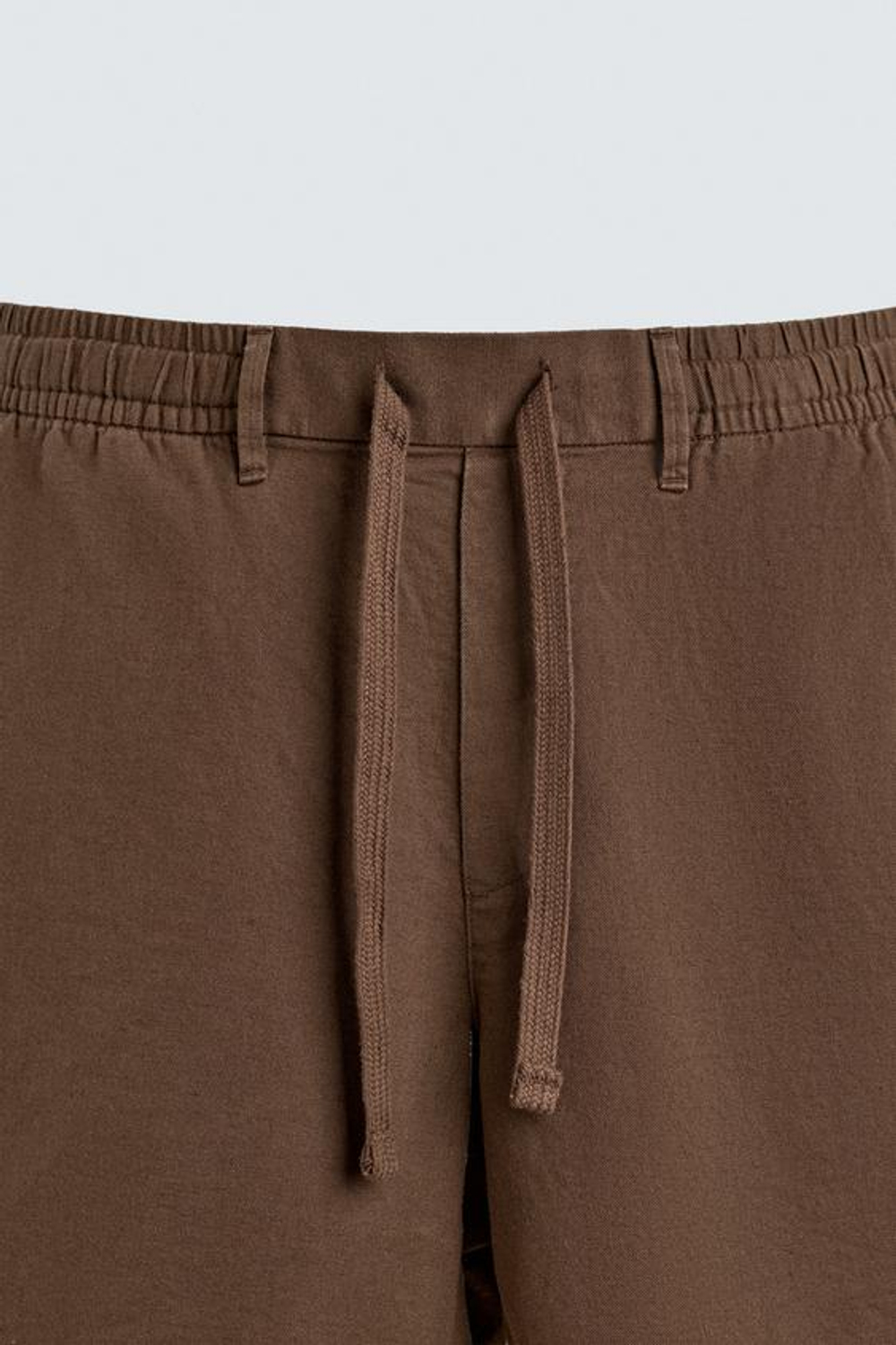 ZARA ШОРТЫ RELAXED FIT ИЗ ХЛОПКА И ЛЬНА, КОРИЧНЕВЫЙ