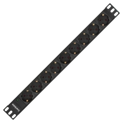 Блок розеток горизонтальный ExeGate ServerPro PDU-19H901 Al-9S-C14, 19", 1U, Алюминий, 9 Schuko, С14, черный