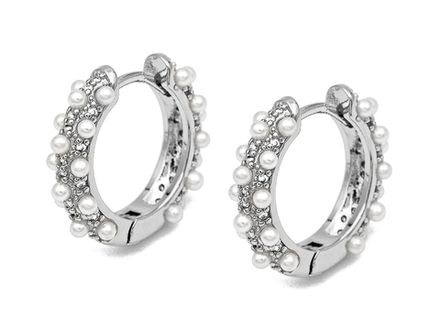 Серьги-Кольца 17,5мм с бусинами и стразами