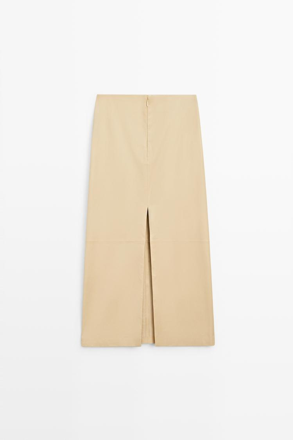 Massimo Dutti Юбка миди из кожи наппа, ванильный