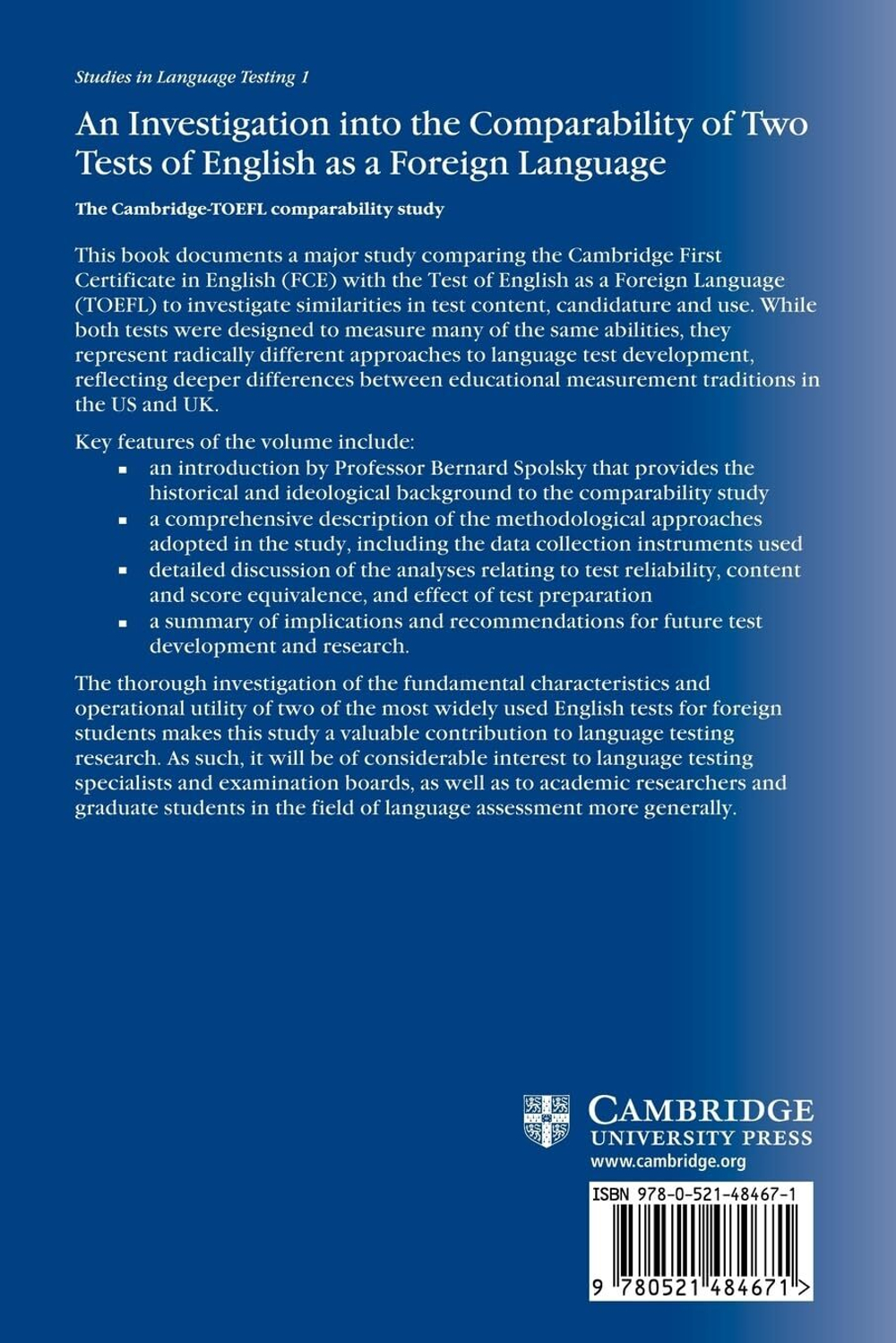 An Investigation into the Comparability of Two Tests of English as a Foreign Language (Studies in Language Testing) (v. 1) 1st Edition