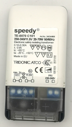 Трансформатор Tridonic.Atco TE 0070 С101 speedy эл. 20-70W, 230-240/11,5V. (24034868)
