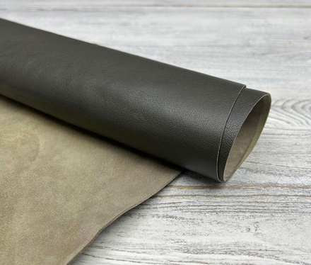 Poncho Lux Dark Tea (1,3-1,5 мм), цв. Оливковый, натуральная кожа козы