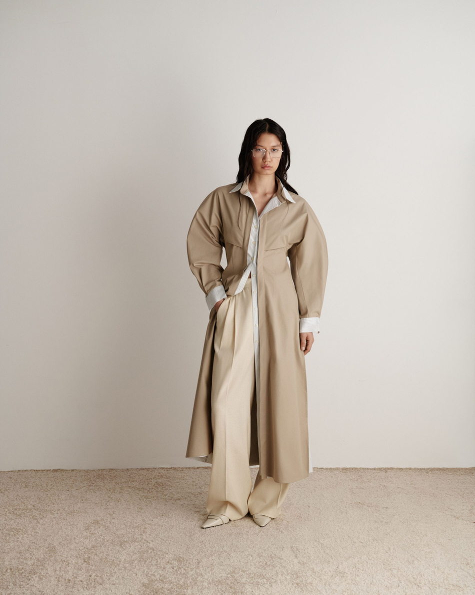 Многослойное платье-рубашка