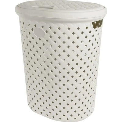 Корзина для белья Plast Team Rattan 42л 415х510 мм молочный туман