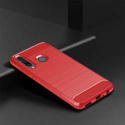 Мягкий чехол красного цвета в стиле карбон для смартфона Honor 10i, серия Carbon от Caseport