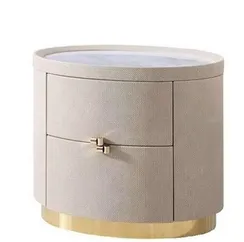 Тумба прикроватная 4576 с двумя ящиками, экокожа слоновая кость