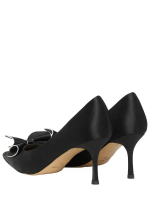 Женские туфли из кожи чёрные с бантом