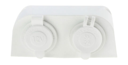 Разъем USB 5В 2.1А и прикуриватель для крепления на приборную панель, белый