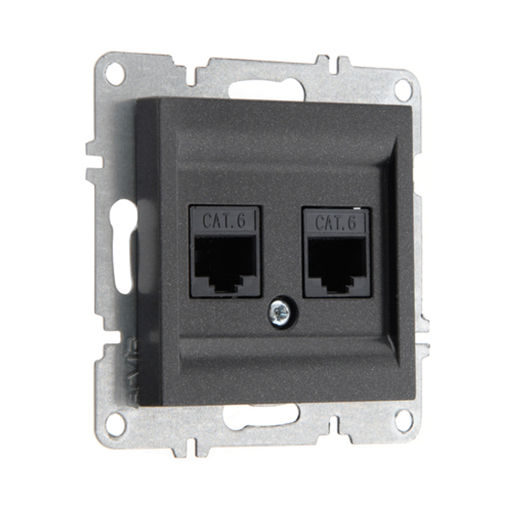 Розетка компьютерная ARVIA Electric, кат. 6, 2 гнезда, черный 50072000248
