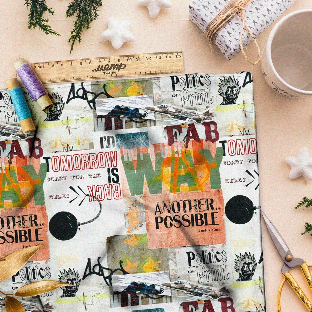 Ткань бифлекс коллаж в стиле «лофт»