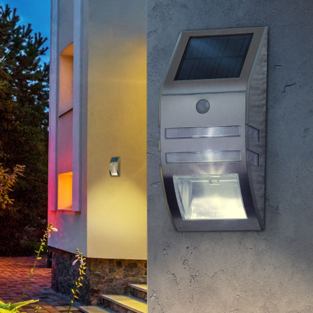 ЭРА Фасадный светильник Хром, на солнечной батарее, 3LED, 50lm