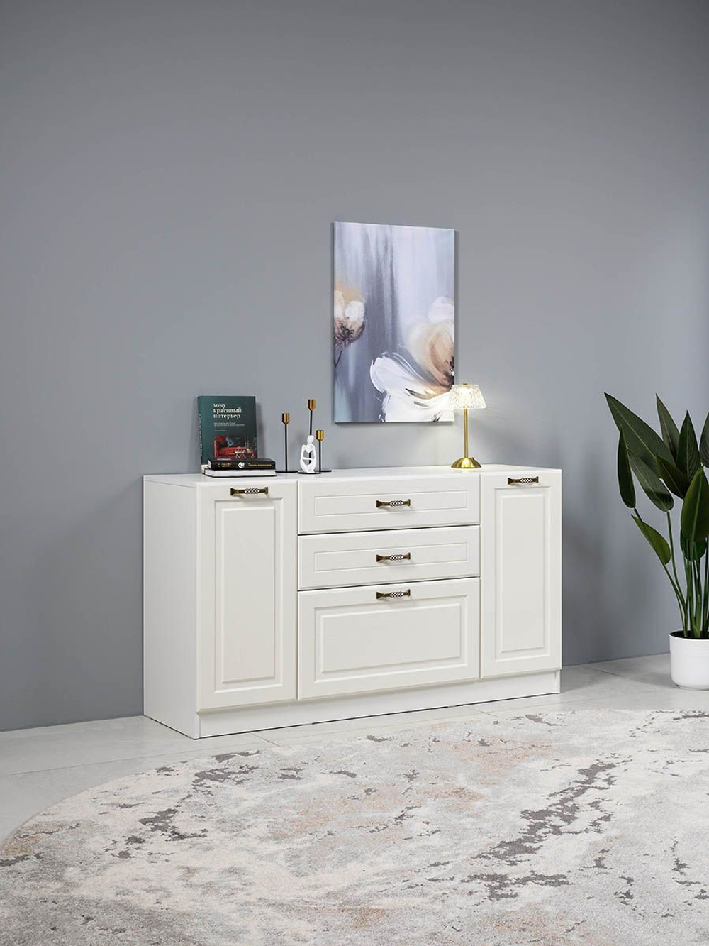 Ливерпуль Комод Белый/Ясень ваниль