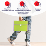Папка-портфель пластиковая BRAUBERG "JOY" А4 (330х245х35 мм) 13 отделений с окантовкой салатовая (2 штуки в упаковке)