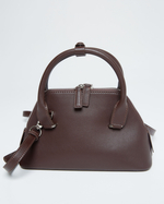 Сумка на молнии из натуральной кожи мини шоколадный