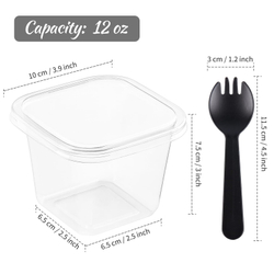 Креманка с крышкой + вилочка (дно 6,5*6,5 см, высота 7,5 см, верх 10*10 см)