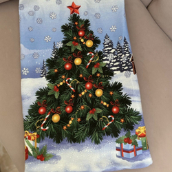 Мешок новогодний подарочный Деда Мороза 30*50 см х/б "Снеговик и елка" LAV (ANNA LUKOSHINA)