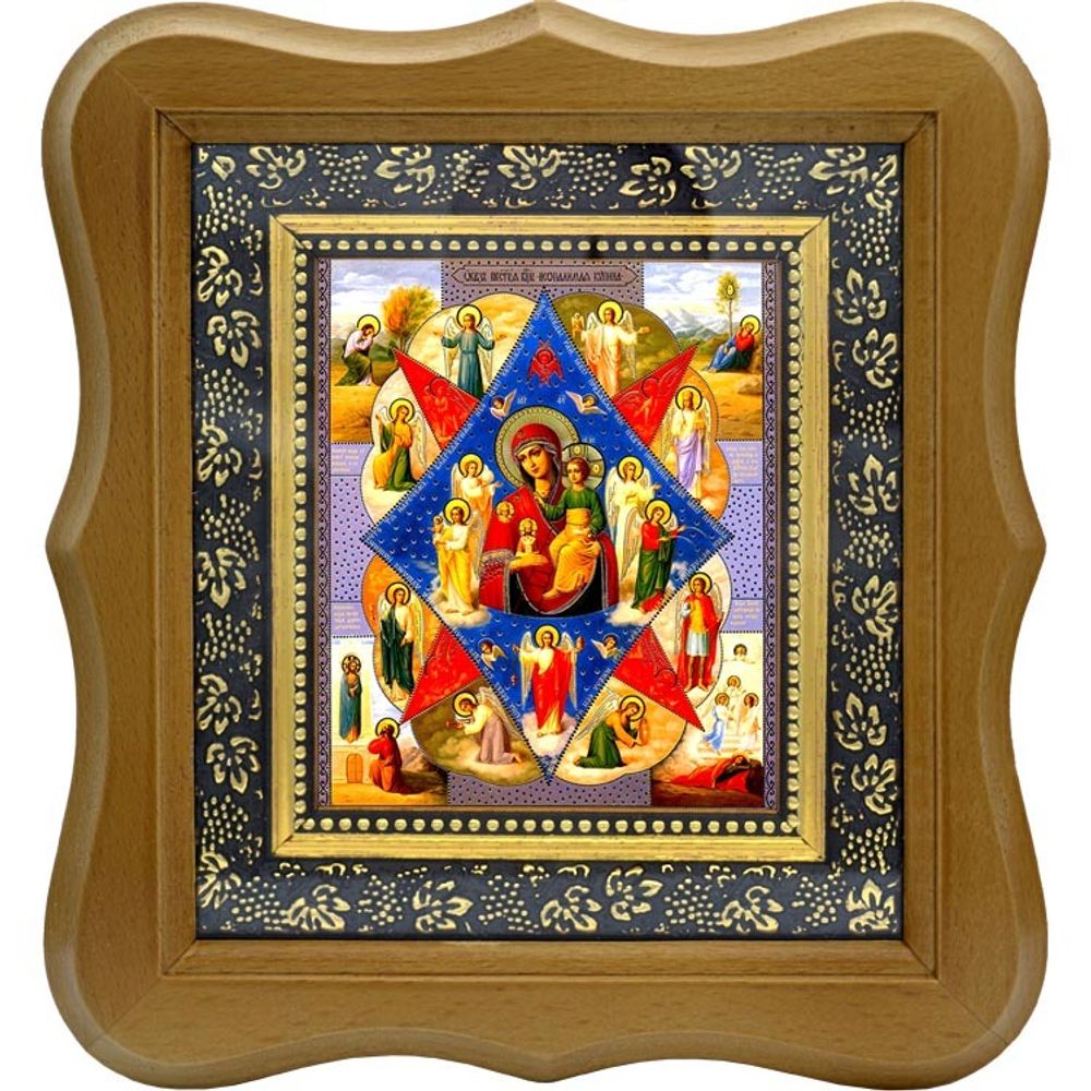 Неопалимая Купина. Икона Божьей Матери на холсте.