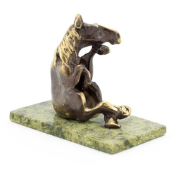 Настольная статуэтка "Думающий конь" бронза камень змеевик G 116179