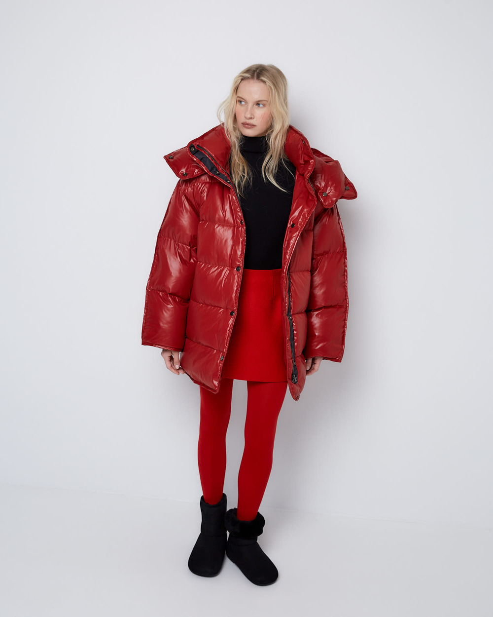 Пуховик со съемным капюшоном из нейлона Монклер томат