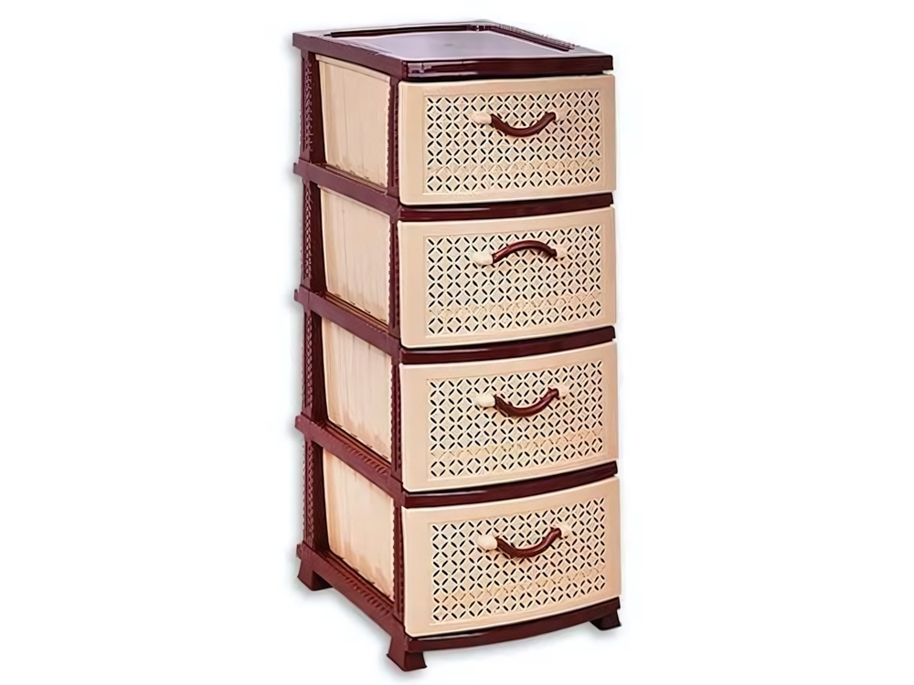 Комод 4-х секционный "Ромашка" коричневый/бежевый